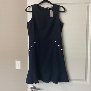 Loft Ruffle Hem Navy Dress